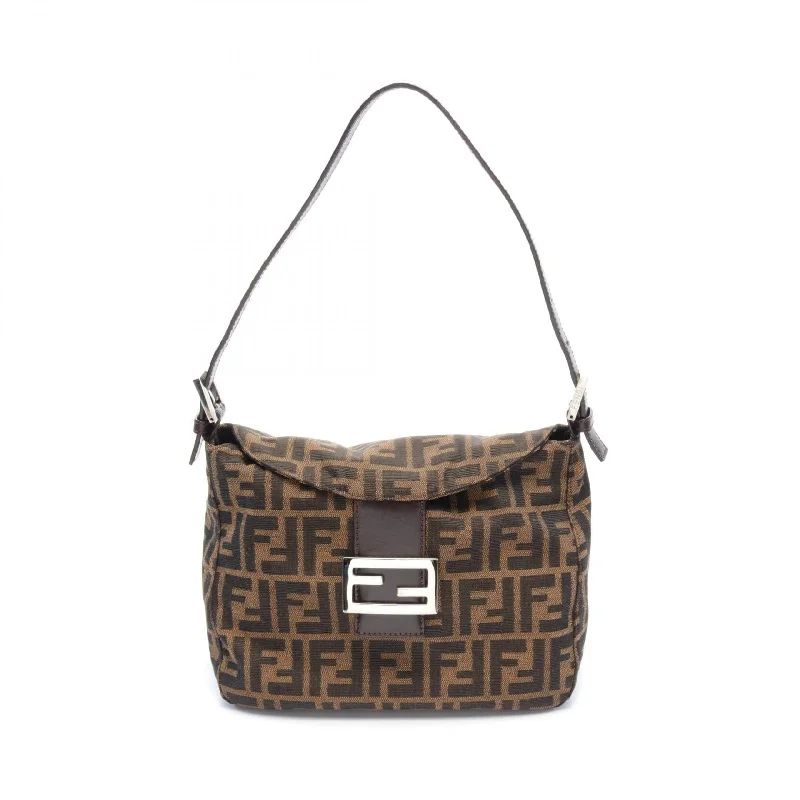 Fendi Zucca Canvas Leather Shoulder Bag