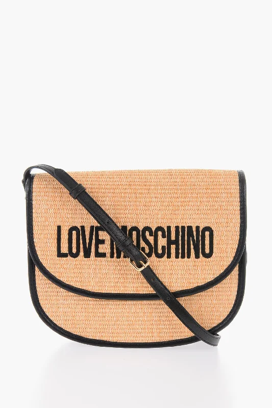 Moschino Love Rafia Saddle Bag With Contrasting Details