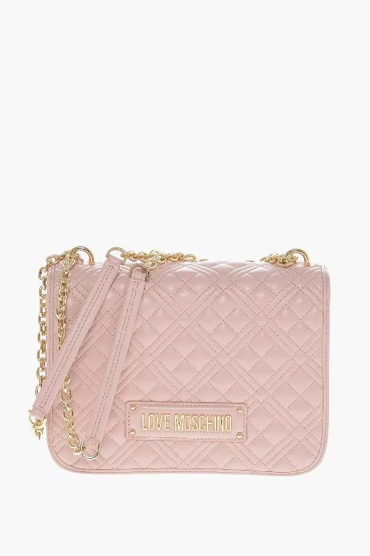 Moschino Love Faux Leather Quilted Shoulder Bag With Lm On The Back