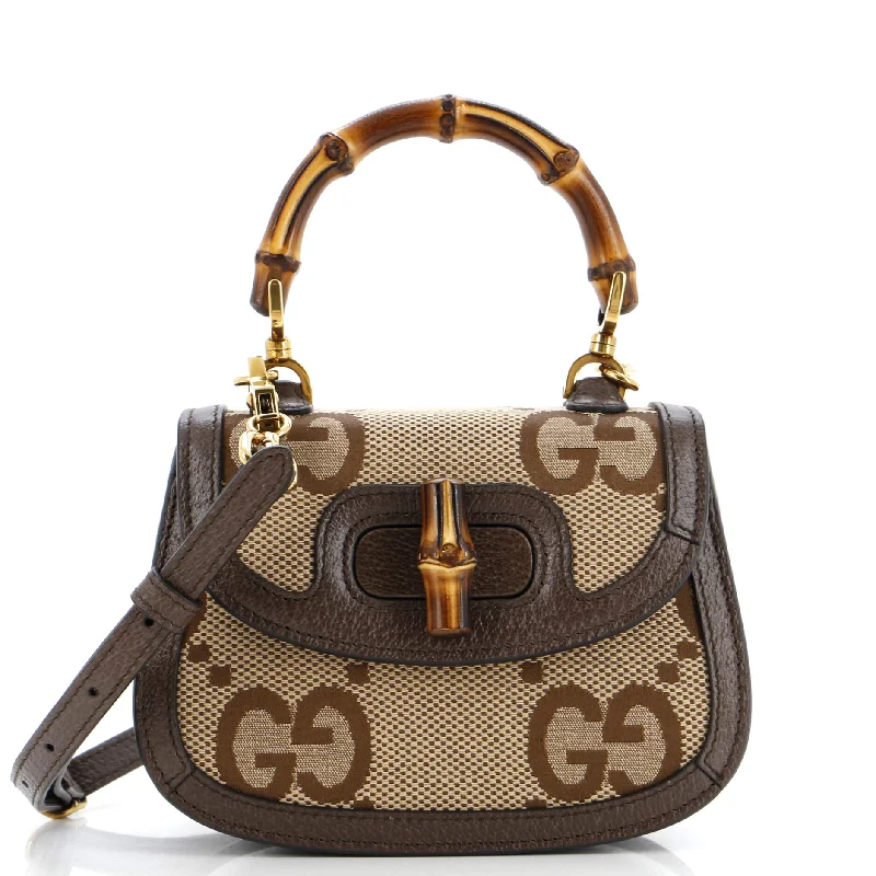 Bamboo 1947 Top Handle Bag Jumbo GG Canvas Mini