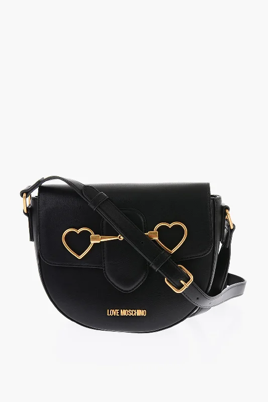 Moschino Love Faux Leather Shoulder Bag With Maxi Clamp