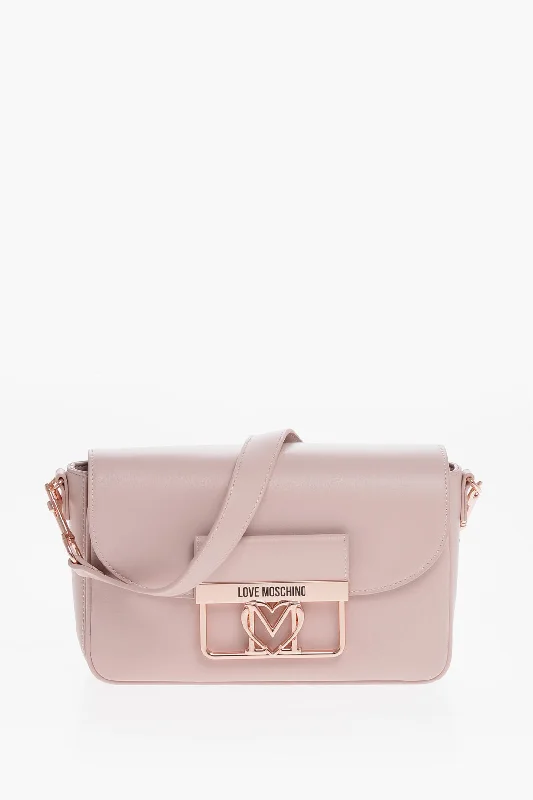 Moschino Love Faux Leather Bag With Metal Logo And Removable Shoulder