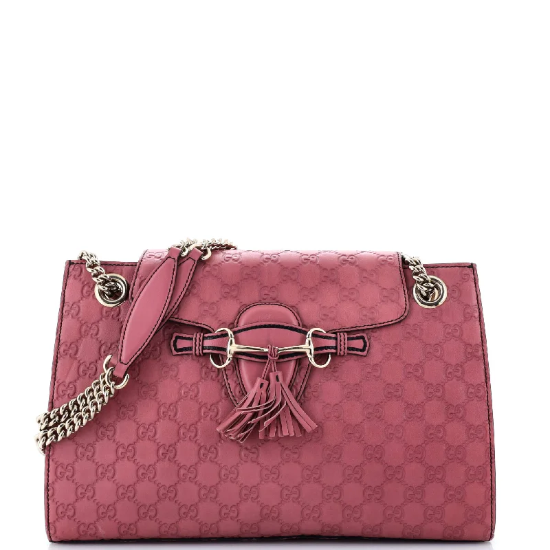 Emily Chain Flap Shoulder Bag Guccissima Leather Large