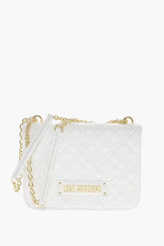 Moschino Love Faux Leather Quilted Shoulder Bag With Lm On The Back