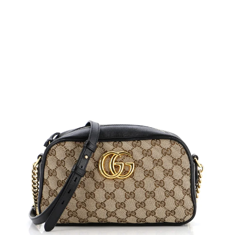 GG Marmont Shoulder Bag Diagonal Quilted GG Canvas Small