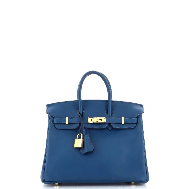 Birkin Handbag Deep Blue Swift with Gold Hardware 25