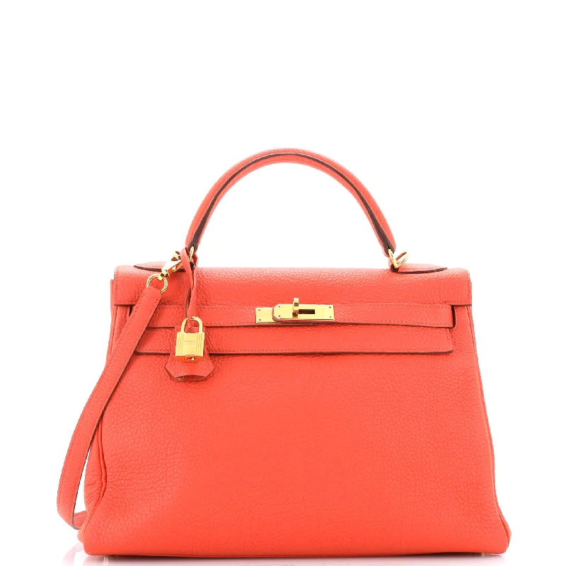 Kelly Handbag Orange Poppy Togo with Gold Hardware 32