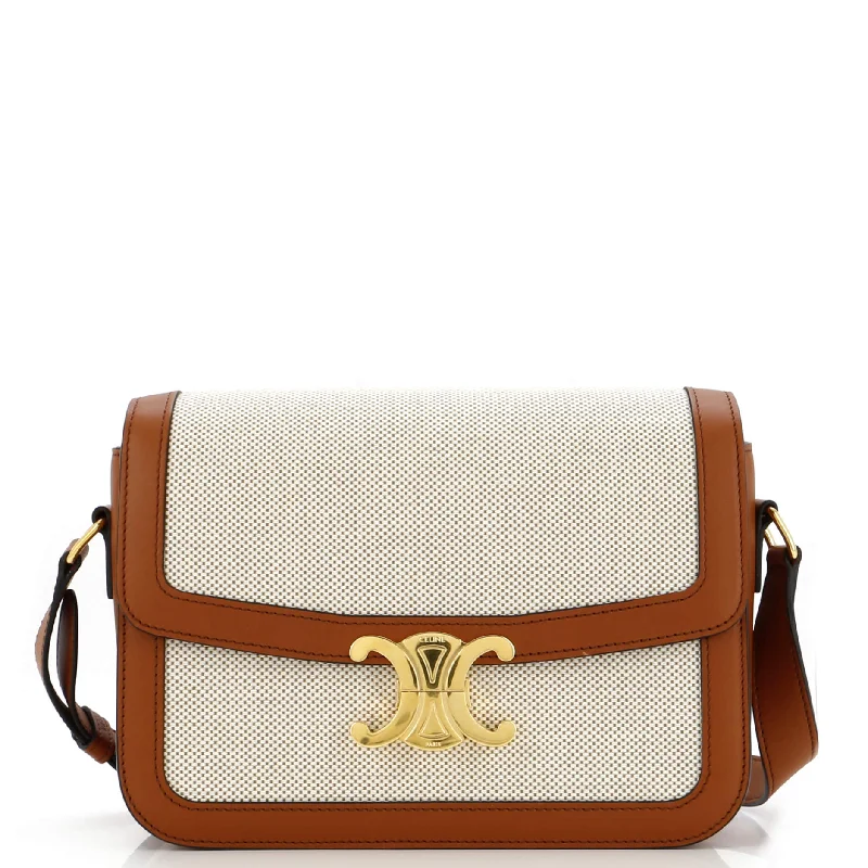 Triomphe Shoulder Bag Canvas with Leather Medium