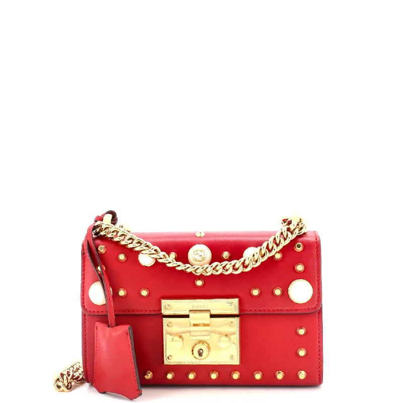 Pearly Padlock Shoulder Bag Studded Leather Small