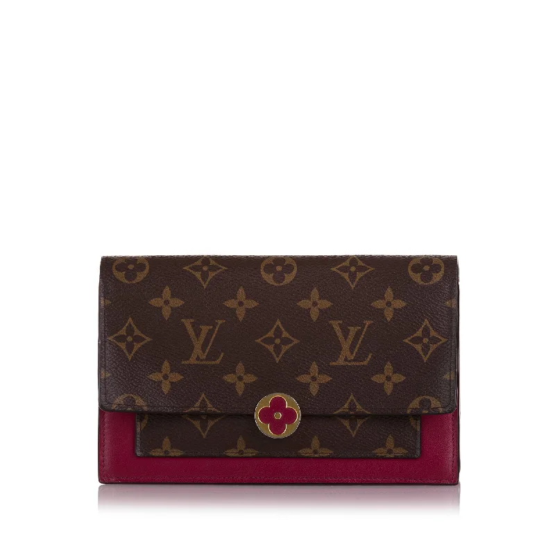 Brown Louis Vuitton Monogram Flore Wallet On Chain