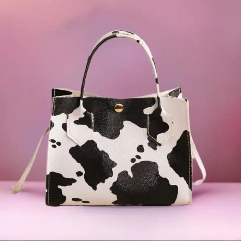 Womens Black and White Cowhide Leather Purse