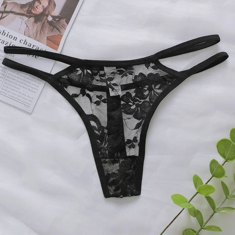 Breathable low waist panties lace ladies thong