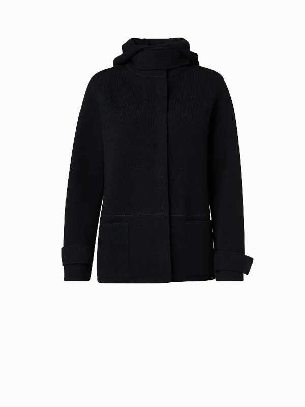 Cashmere Piqué Jacket with Removable Hood