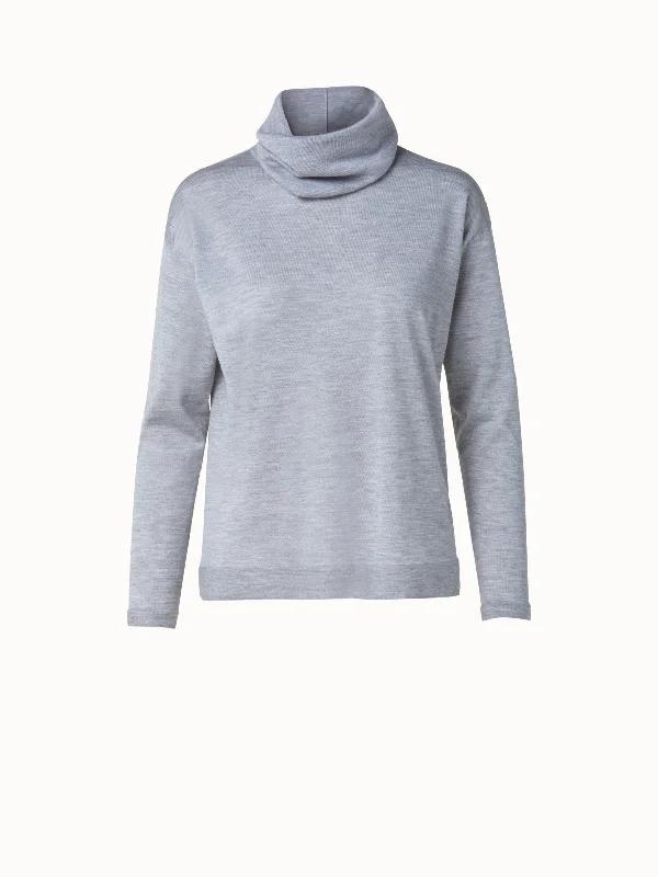 Cashmere Silk Knit With Detachable Turtleneck