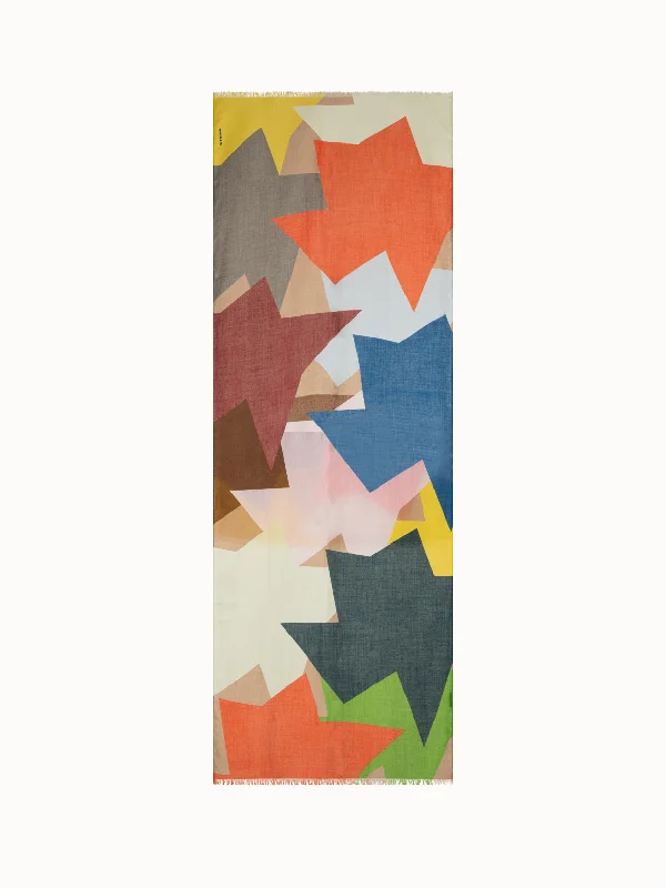 Cashmere Silk Layered Kinderstern Print Scarf