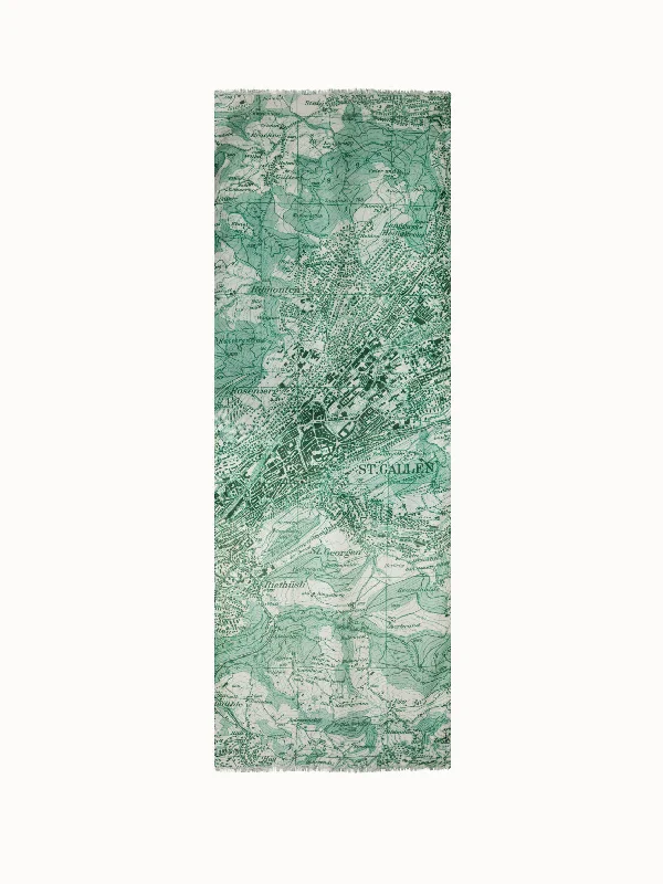 Cashmere Silk St. Gallen Map Print Scarf