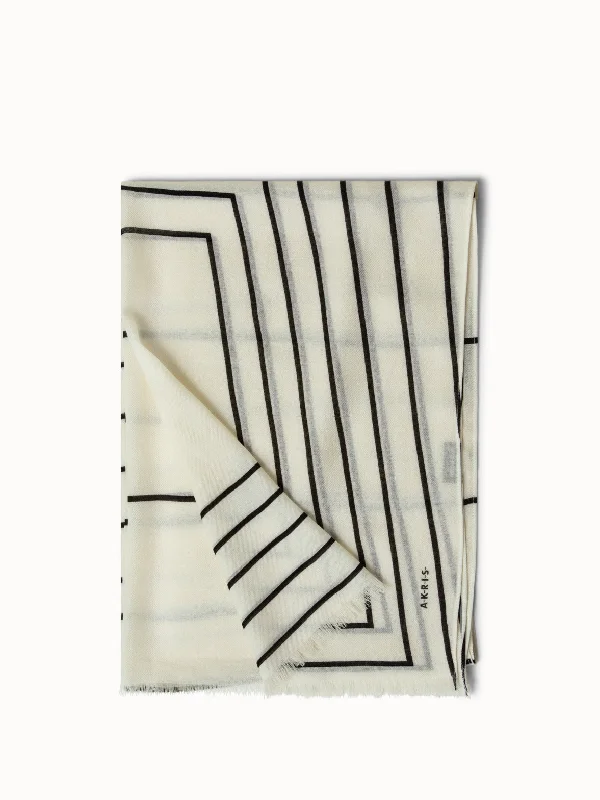 Trapezoid Square Print Cashmere Silk Scarf