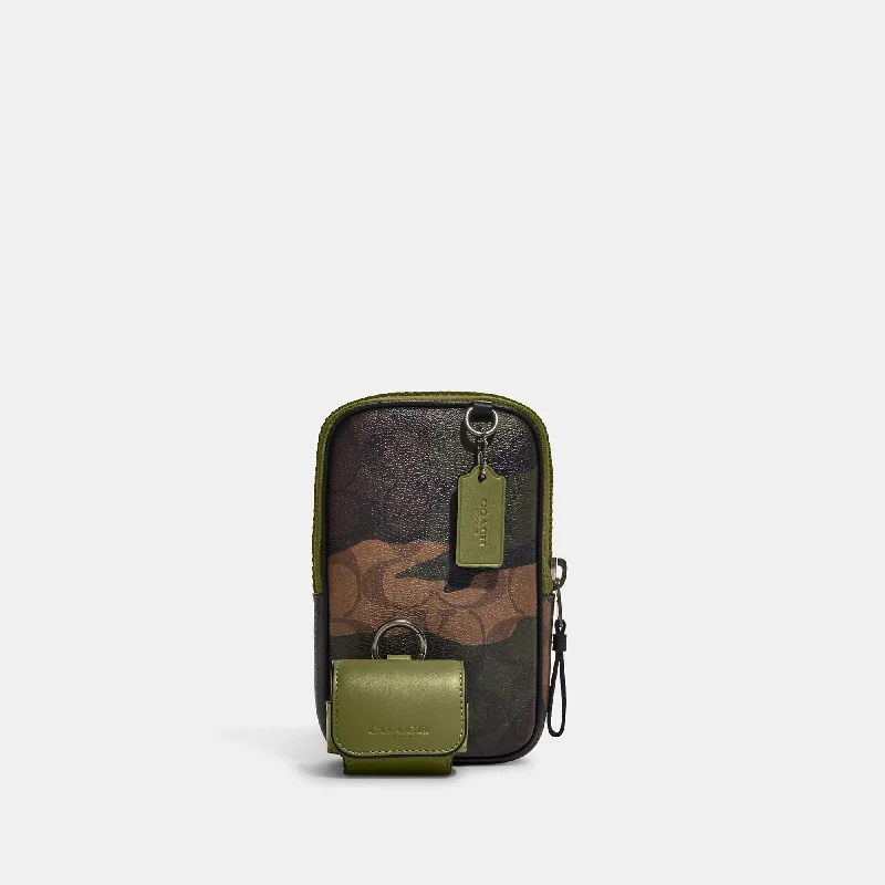 Coach Outlet Multifunction Phone Pack In Signature Canvas With Camo Print