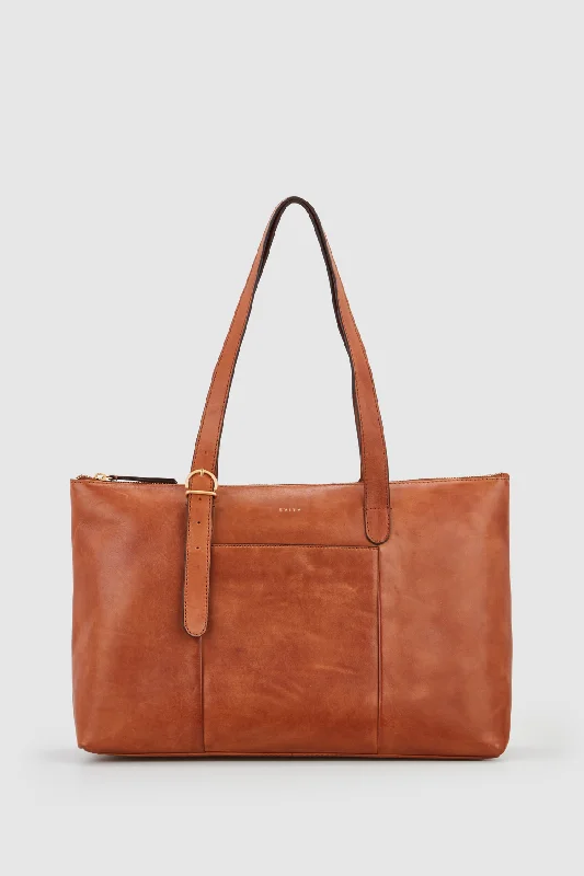 Ivy Leather Buckle Work Tote Bag