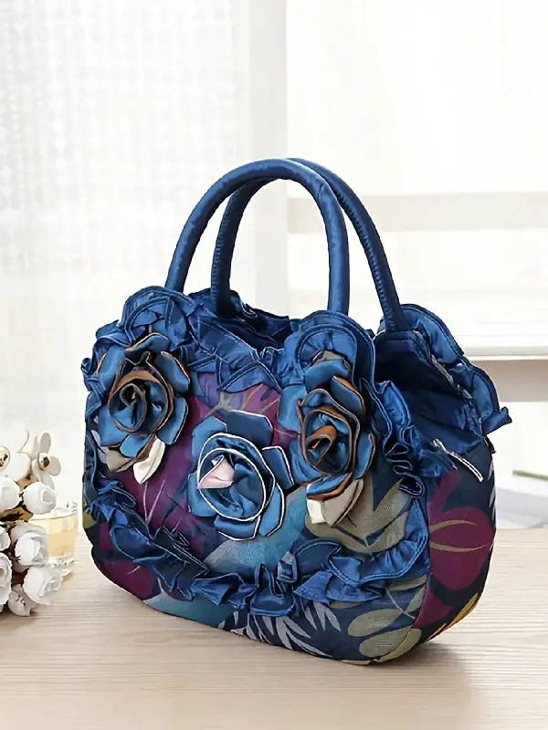 Floral Decoration Drawstring Small Handbag, Trendy Evening Bag, Simple Phone Bag