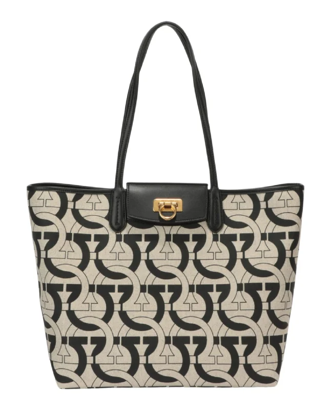 Gancini Print Canvas Tote Bag