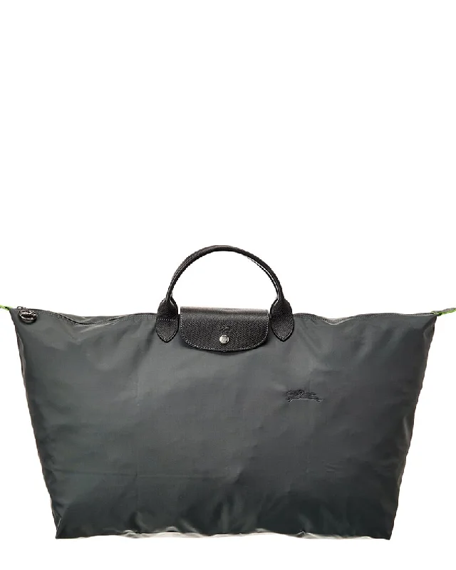 Longchamp Le Pliage Green Medium Canvas & Leather Travel Bag