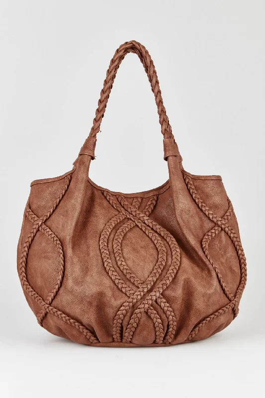 Braided Slouchy Boho Tote Bag