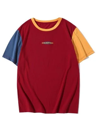 SHEIN Hypemode Men Colorblock Letter Graphic Tee