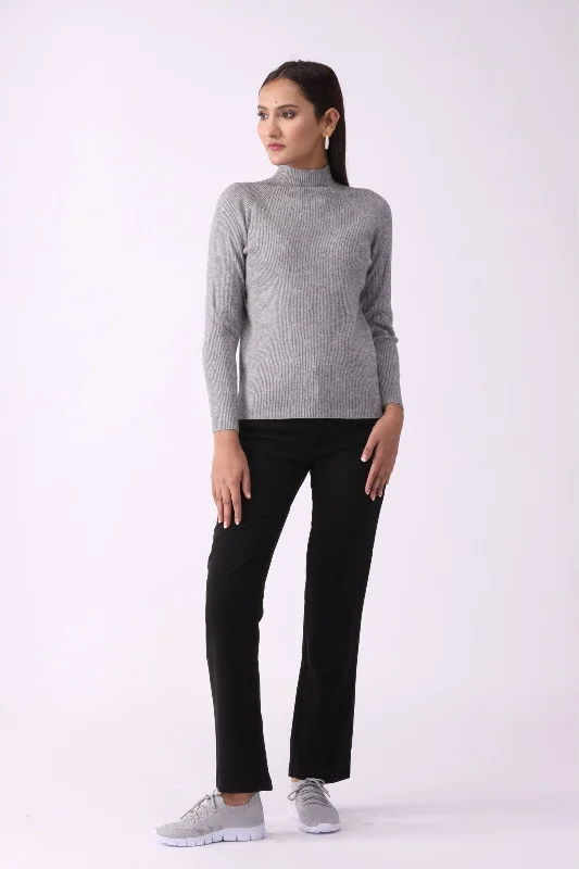 Mock Neck Ribbed Knit Sweater