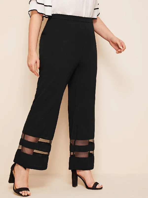 SHEIN Clasi Plus Mesh Insert Flare Leg Pants