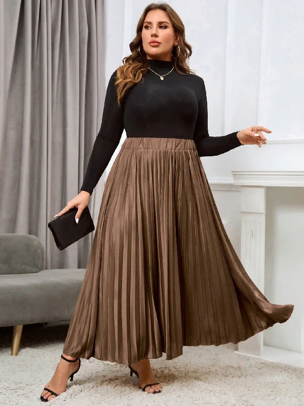 SHEIN Plus Size Women's Pleated Skirt