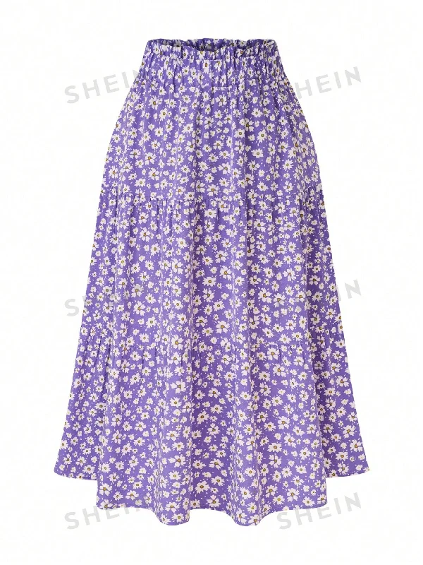 SHEIN Plus Size Women's Random Printed Simple Daily Wear Skirt