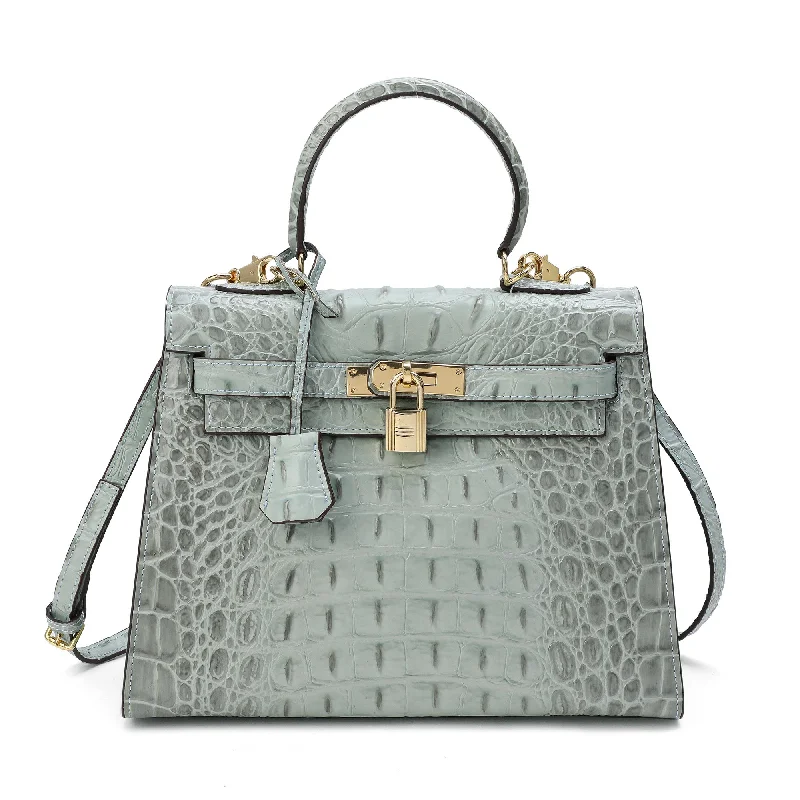 Tiffany & Fred Alligator Embossed Leather Satchel/Shoulder Bag