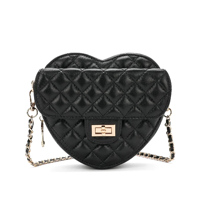 Tiffany & Fred Quilted Sheepskin Heart-Shaped Crossbody Shoulder Bag