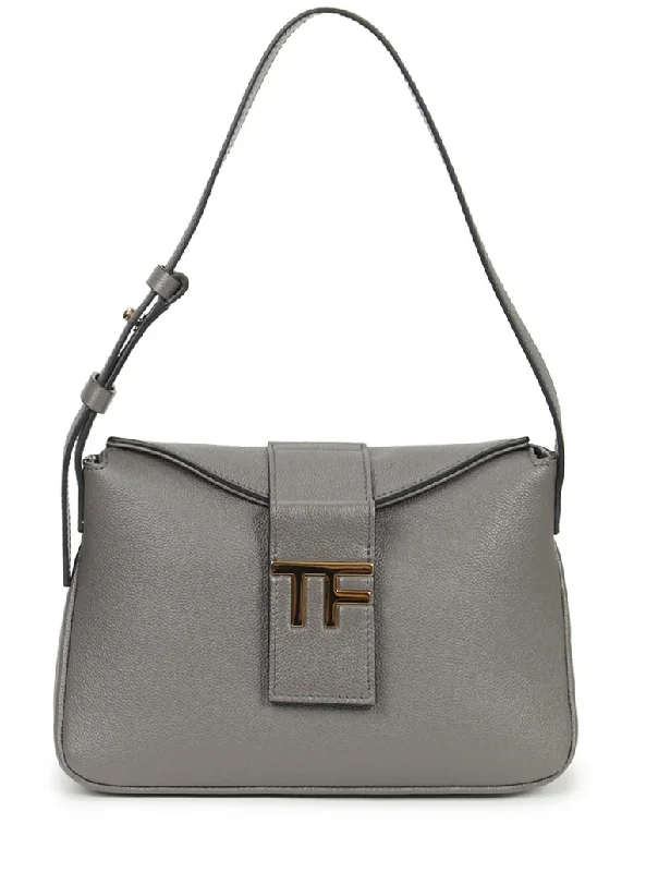 Tom Ford Womens Leather Shoulder Bag In Gray