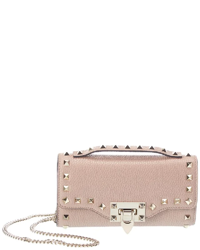 Valentino Rockstud Grainy Leather Clutch