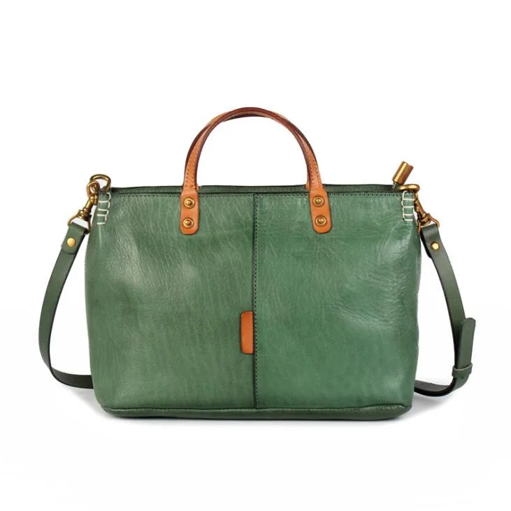 Womens Green Leather Handbags Cross Shoulder Bag for Women