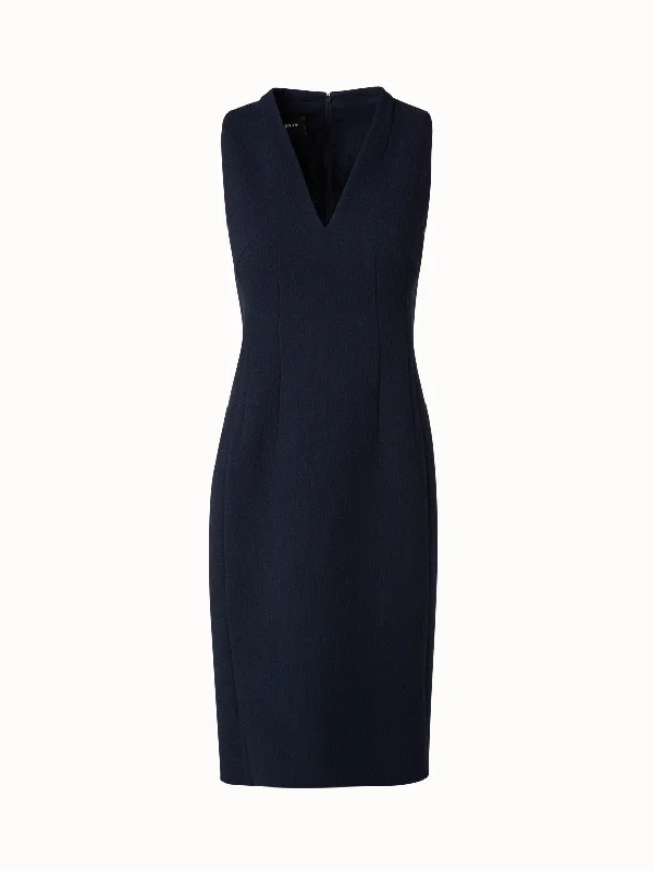 Wool Crêpe Double-Face Sheath Dress